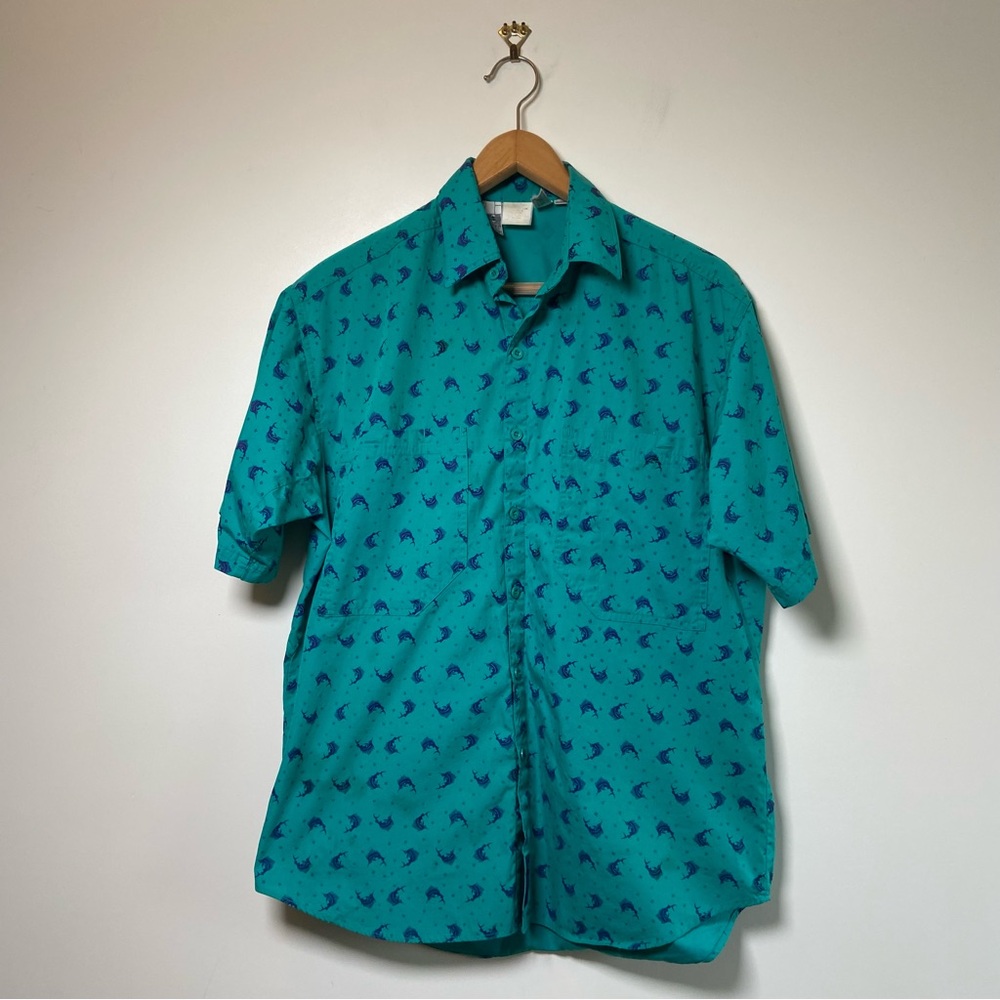 Columbia Vintage Fishing Sturgeon Shirt Medium in Green